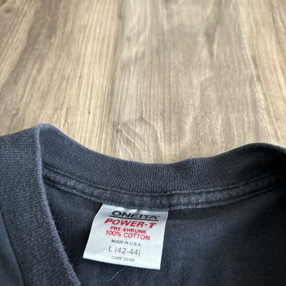 Vintage 1990s Sin T-Shirt Size L Black Faded Art Box Logo RARE M/L - Picture 4 of 6